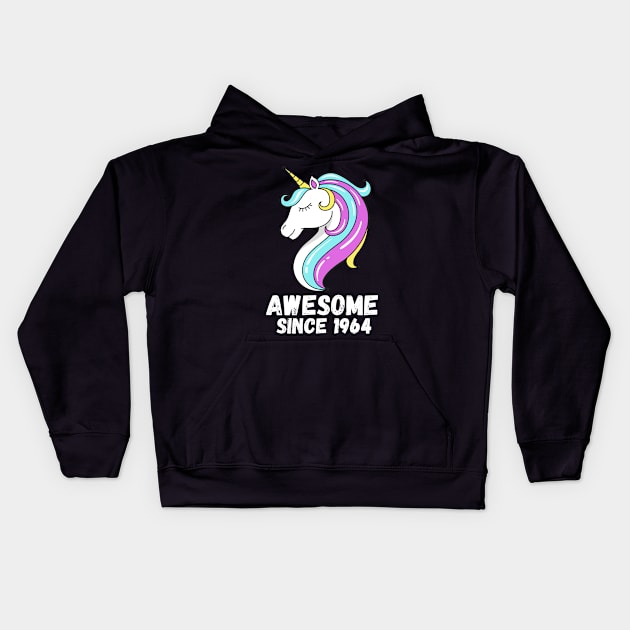 Awesome Since 1964, Unicorn 1964 Kids Hoodie by ahmad211